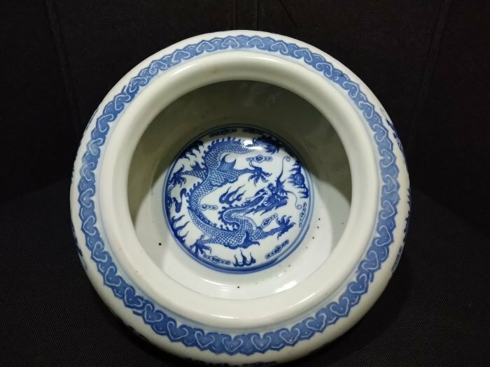 中国文物 古瓷 収集家の放出品 青花 清代龍紋大水盂