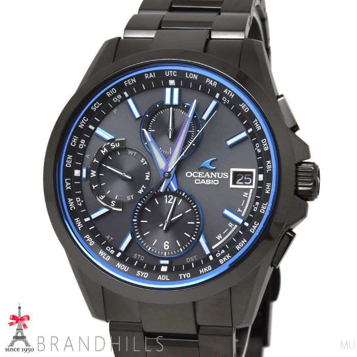 カシオ 腕時計 メンズ オシアナス クラシックライン ソーラー電波 チタン ブラック文字盤 OCW-T2600B-1AJF 極美品