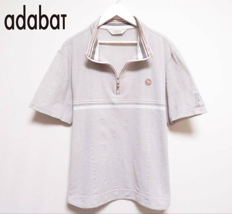 adabat アダバット ハーフジップシャツ ドライポロ 薄手 清涼生地 吸汗速乾 半袖トップス メンズ ゴルフウエア 夏物