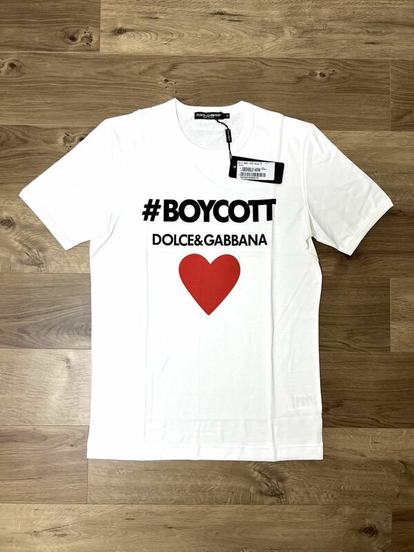 レア 未使用タグ付き DOLCE&GABBANA #BOYCOTTキャンペーン Tシャツ サイズS (サイズ44〜サイズ50の方着用可)