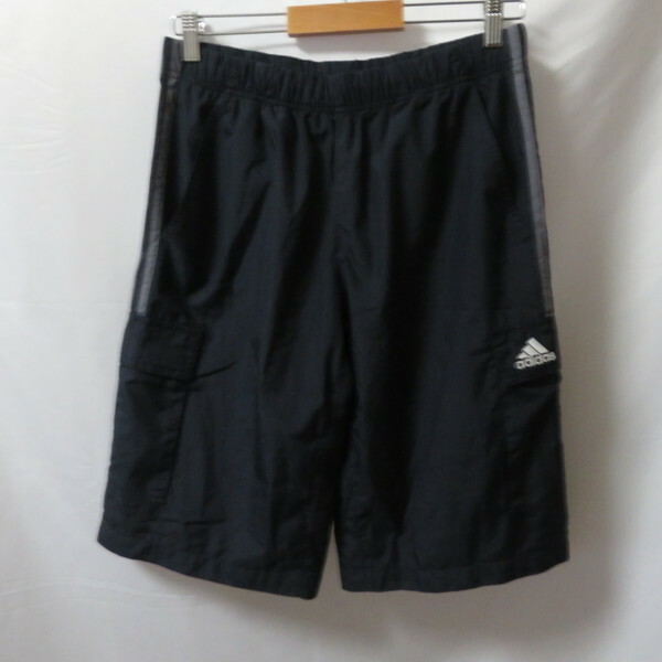 古着 メンズL adidas/アディダス 裏メッシュ ハーフパンツ 短パン スポーツ カジュアル 運動 ブラック 591628