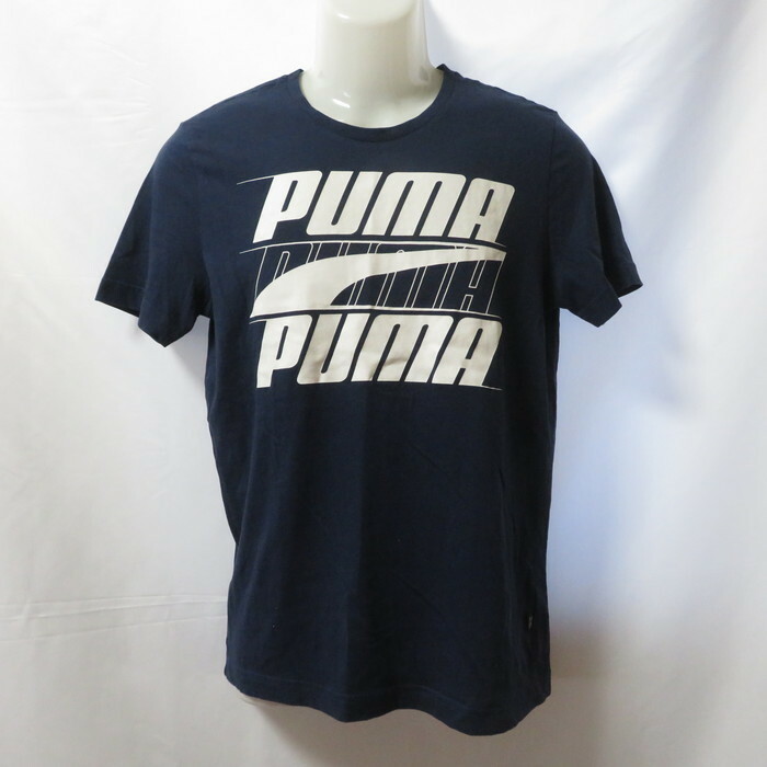 古着 メンズS PUMA/プーマ Tシャツ 半袖 スポーツMIX カジュアル ネイビー 844137-06