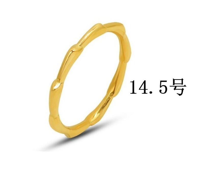 デザイン リング ゴールド 14.5号 15号 チタン シンプル レトロ 細い 華奢 おしゃれ 金 Ｋ18ＧＰ 18kgp 18金 指輪