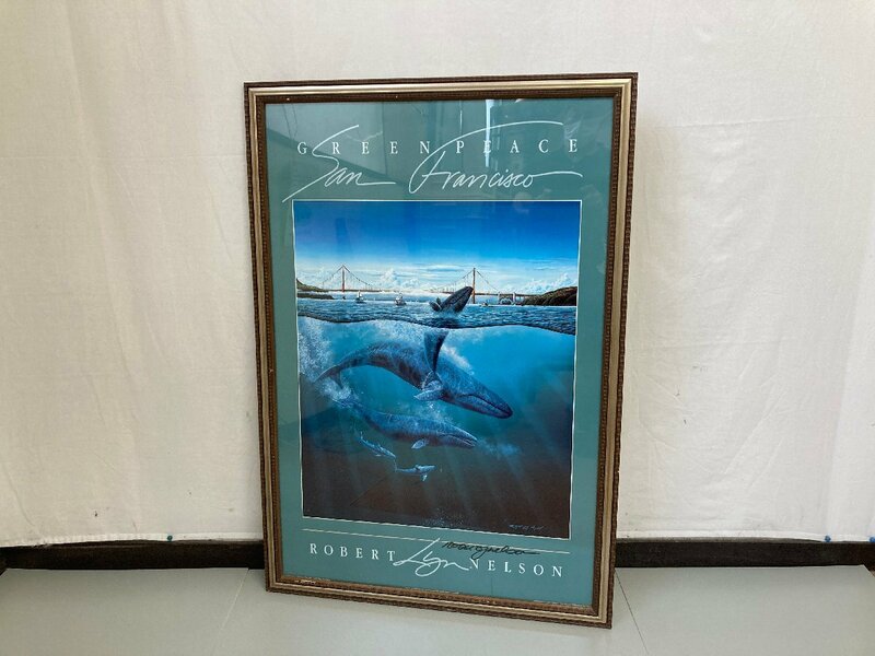 ROBERT LYN NELSON ロバート リン ネルソン サンフランシスコ ハワイ マリン アート フレーム ホエール 海 鯨 額 美術 1984 GREENPEACE