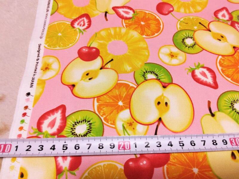 ☆ラスト・イチゴ・リンゴ・チェリーなど・フルーツ・オックス・ピンク☆１１２×４６センチ☆