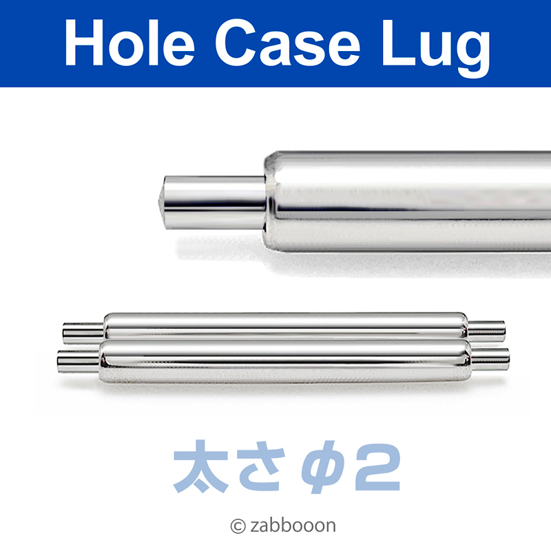 太い バネ棒 19mm 太さ φ2mm【高品質スイス製】ヴィンテージ 横穴ケース ２本１セット 新品