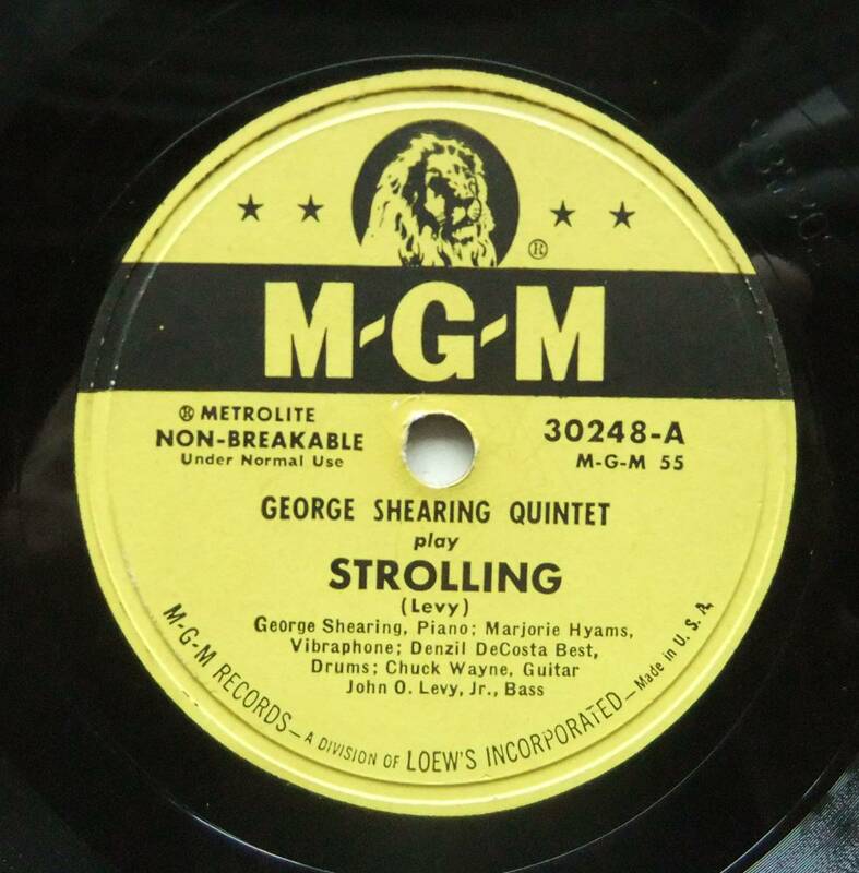 ◆ GEORGE SHEARING Quintet / Strolling / Changing With The Blues ◆ MGM 30248 (78rpm SP) ◆