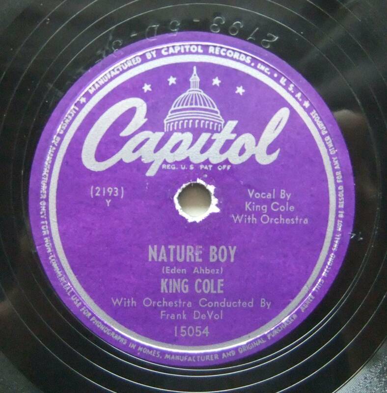 ◆ NAT KING COLE / Nature Boy / Lost April ◆ Capitol 15054 (78rpm SP) ◆ V