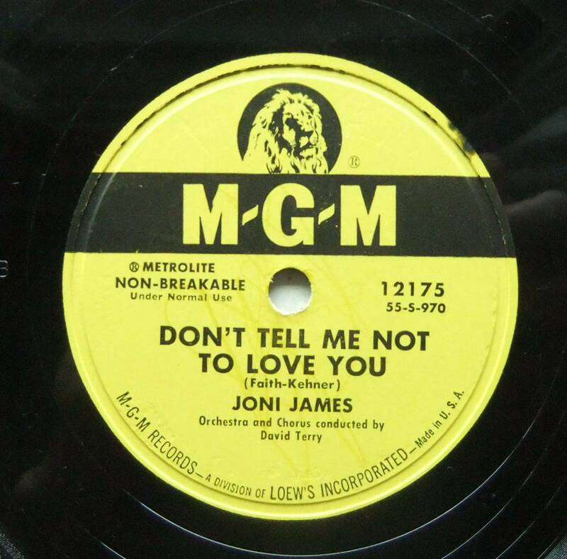 ◆ JONI JAMES / Don't Tell Me Not To Love You / Somewhere Someone Is Lonely ◆ MGM 12175 (78rpm SP) ◆