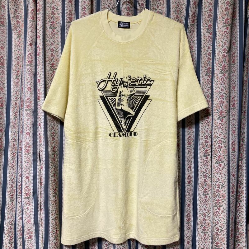 ヒステリックグラマー ガールロゴプリント パイル地 ビッグTシャツ ワンピース ふわふわ タオル素材 Tワンピ ビッグシルエット