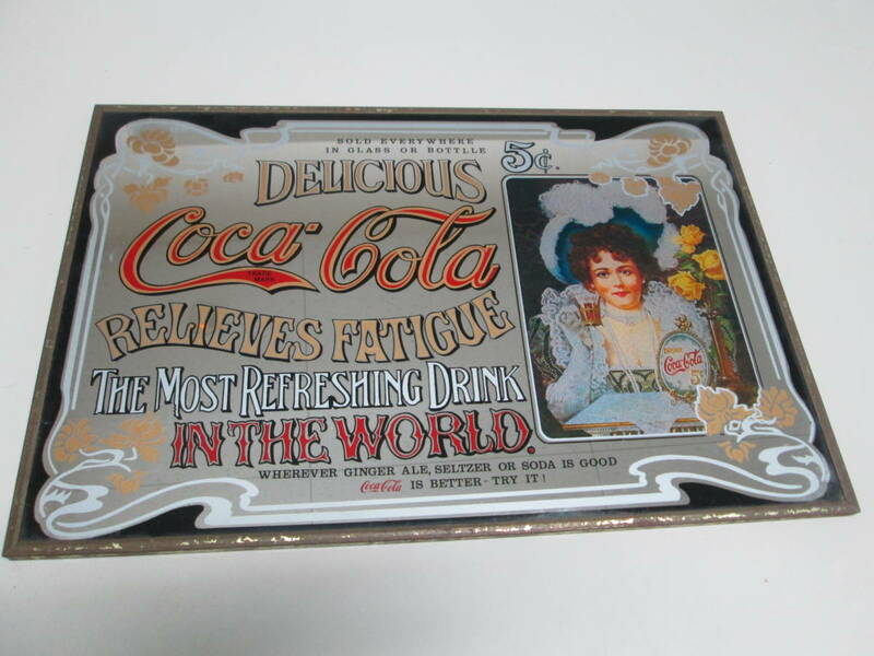 コカ・コーラ パブミラー 検索用：レトロ ヴィンテージ ビンテージ 鏡 壁掛け アメリカ 雑貨 アメリカン ミラー coca cola 女性 5セント