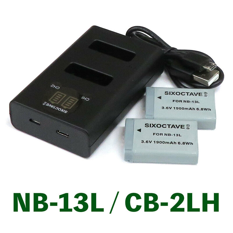 NB-13 キャノン 互換バッテリー 2個と 互換デュアルUSB充電器　の3点セット　CB-2LH 純正品にも対応 PowerShot SX720 HS SX730 HS SX740 HS