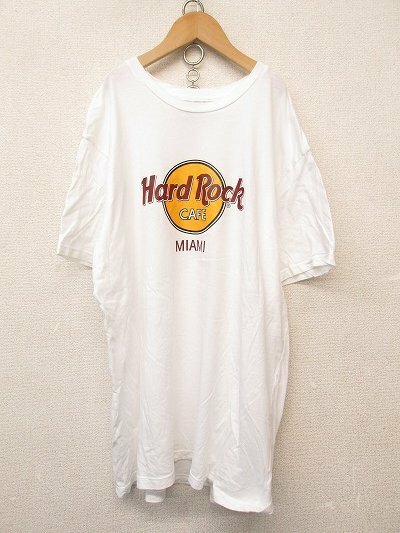 k6128：USA製 ハードロックカフェ Hard Rock Cafe MIAMIマイアミ ロゴプリントＴシャツ XL 半袖Tee メンズ/レディース：35 