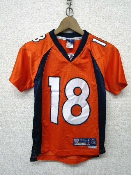 V1963：NFL DENVER BRONCOS #18 Peyton Manning デンバー ブロンコス ユニフォーム オレンジ S アメフト ゲームシャツ アメフトシャツ:35