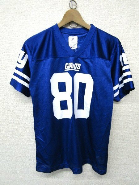 V2000：NFL New York GIANTS #80 Victor Cruz ニューヨークジャイアンツ クルーズ ユニフォーム 半袖シャツ 半袖Tシャツ 青 M アメフト:35