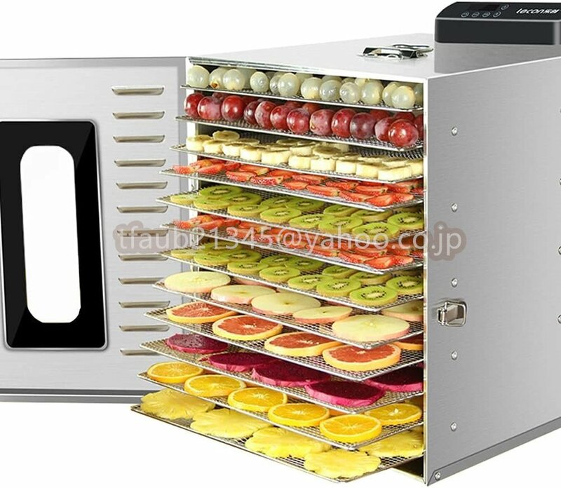 食品乾燥機 12層 フードディハイドレーター ドライフルーツ 野菜ドライヤー 智能温度制御 LCDタッチパネル 熱風循環システム 大容量 業務用