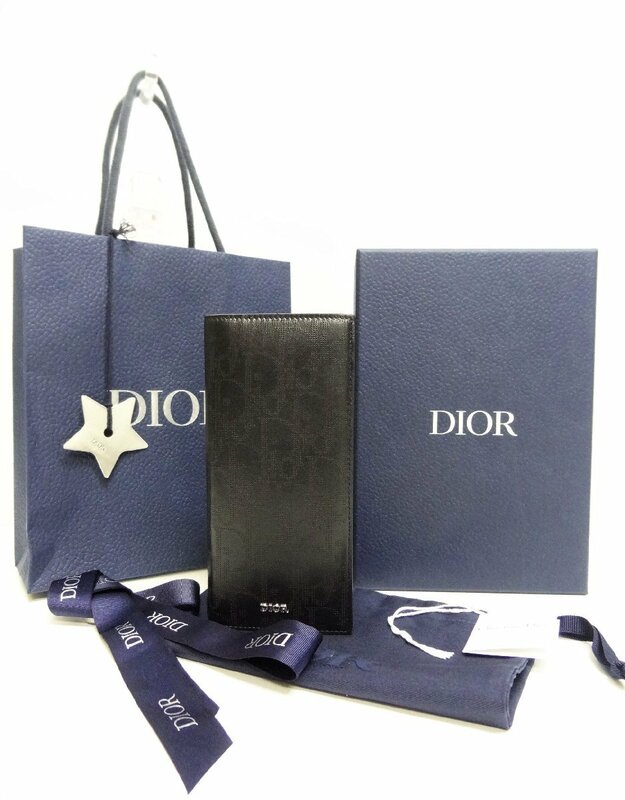 新品同様♪美品♪ Christian Dior クリスチャンディオール バーティカル レザー 長財布 ロングウォレット Dior Essentials ☆P