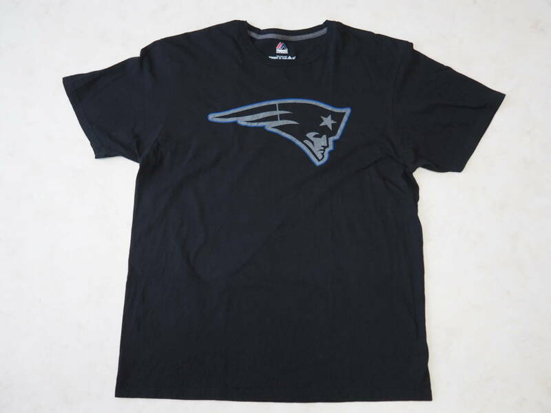 ☆送料無料☆ Majestic USA直輸入 古着 半袖 NFL NEW ENGLAND PATRIOTS ニューイングランド・ペイトリオッツ Tシャツ メンズ XL ブラック 