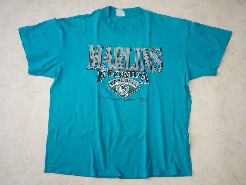☆送料無料☆ MLB メジャーリーグ USA直輸入 古着 半袖 FLORIDA MARLINS フロリダ・マーリンズ 90’s Tシャツ メンズ 大きいサイズ 中古