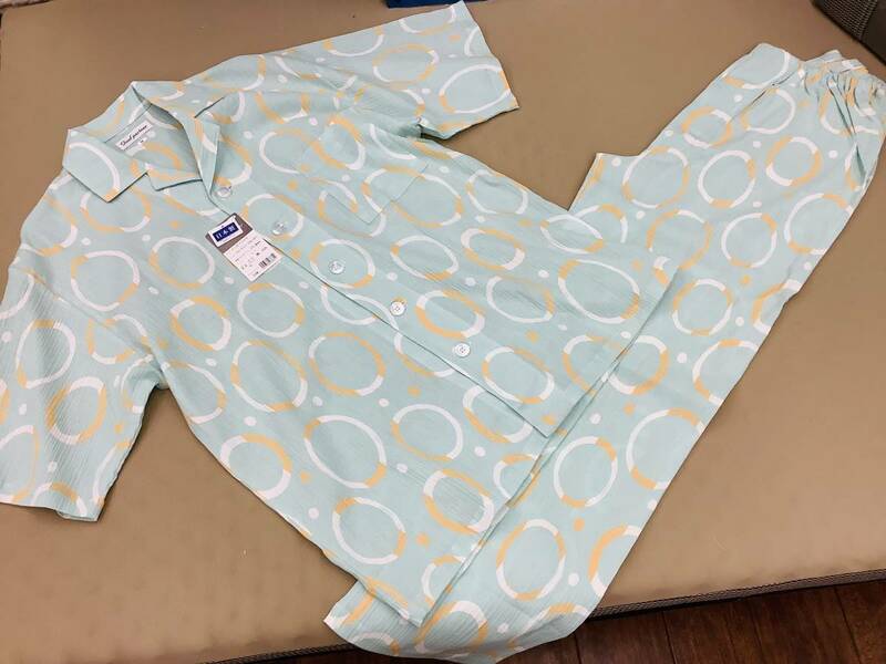 送料無料！新品！薄手半袖パジャマ涼しい楊柳綿100%Mサイズ日本製メーカー品