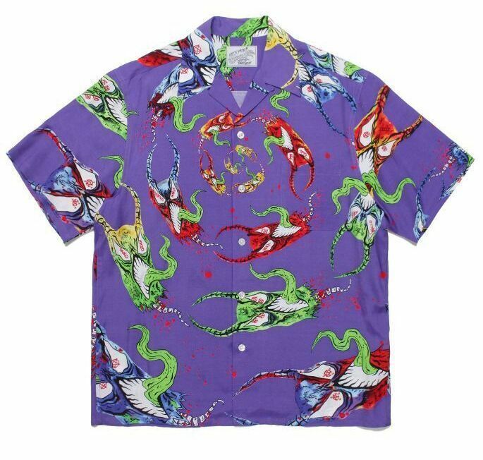 新品 WACKO MARIA × NECKFACE HAWAIIAN SHIRT コラボ 6周年記念 アロハ シャツ NECKFACE-WM-HI12-C ワコマリア M パープル