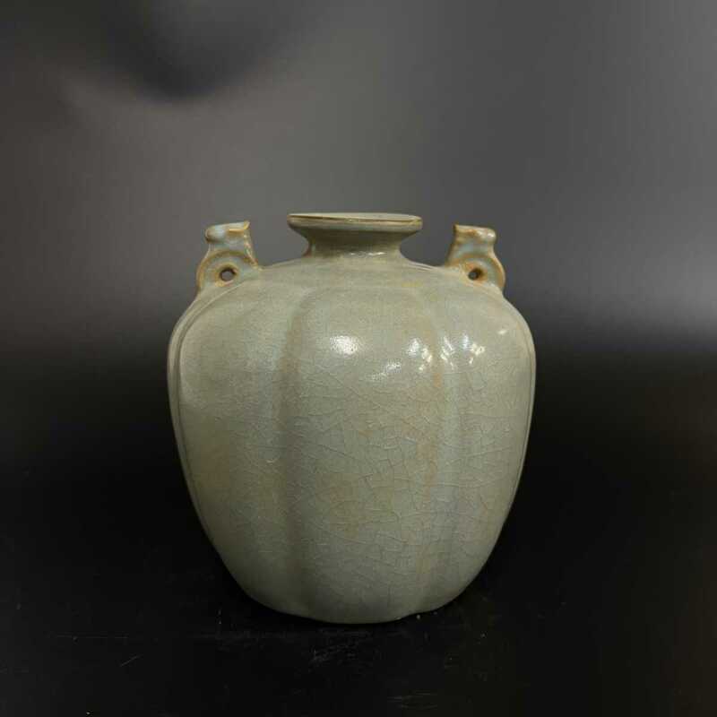 【萬藏】中国 古美術 中国美術 汝窯 青磁 罐 花瓶 水入 花入 時代物 蔵出し 