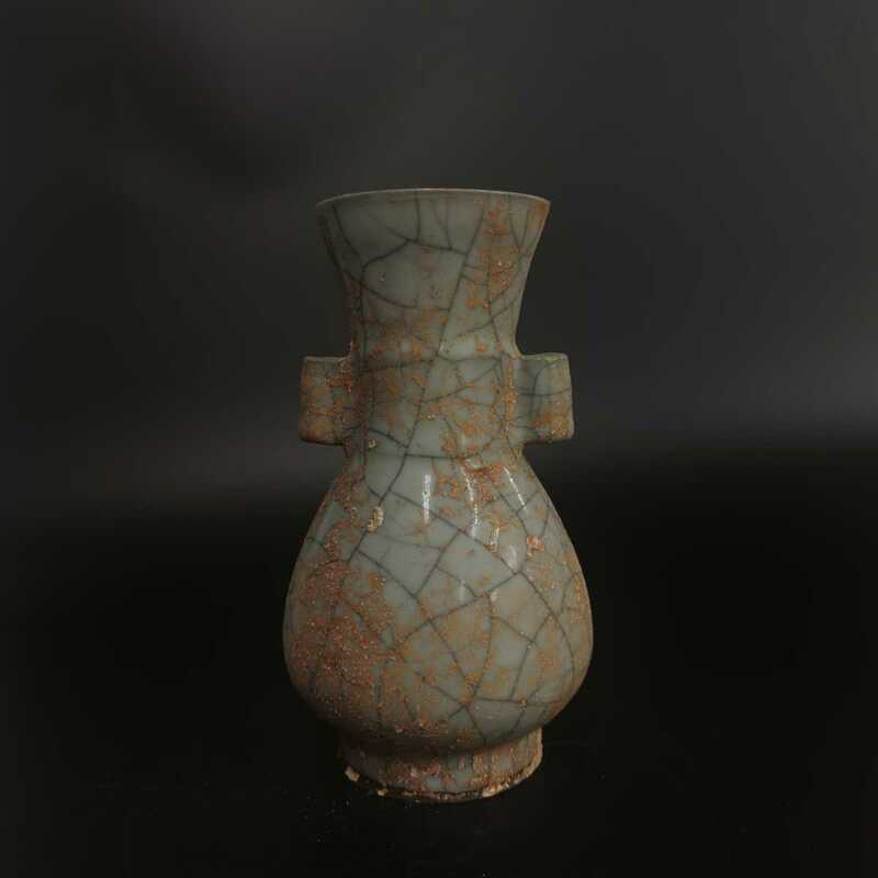 【萬藏】宋 官窯 白磁 月白釉 花瓶 中国 古美術 古玩 唐物 中国美術 置物 高さ18cm
