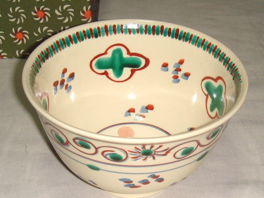茶道具　抹茶茶碗　京都清水焼　川添寿楽作　色絵茶碗　美品！！