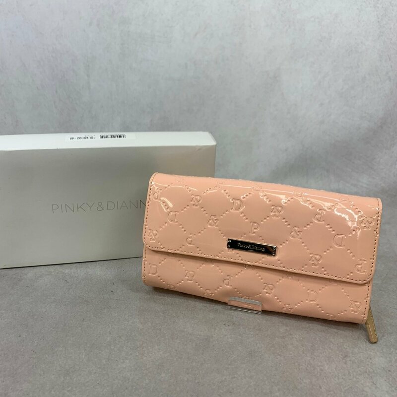 美品 PINKY&DIANNE ピンキー＆ダイアン PDLWSD02-48 サフィアーノ エンボス 薄型 長財布 ウォレット エナメル ピンク レディース 鞄