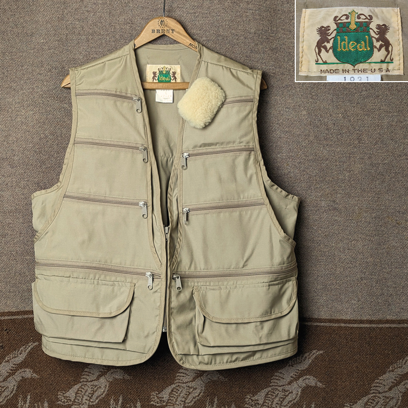 ほぼ デッドストック 【Ideal】 80s Fishing Vest / 15ポケット 80年代 アイディール フィッシング ベスト L アメリカ製 ビンテージ 70s90s
