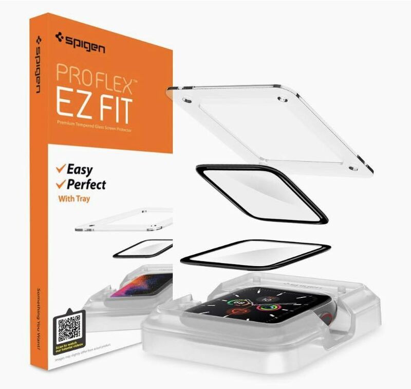 Spigen ProFlex EZ Fit 全面保護 フィルム BB237 Apple Watch 6 44mm 用 貼り付けキット付き