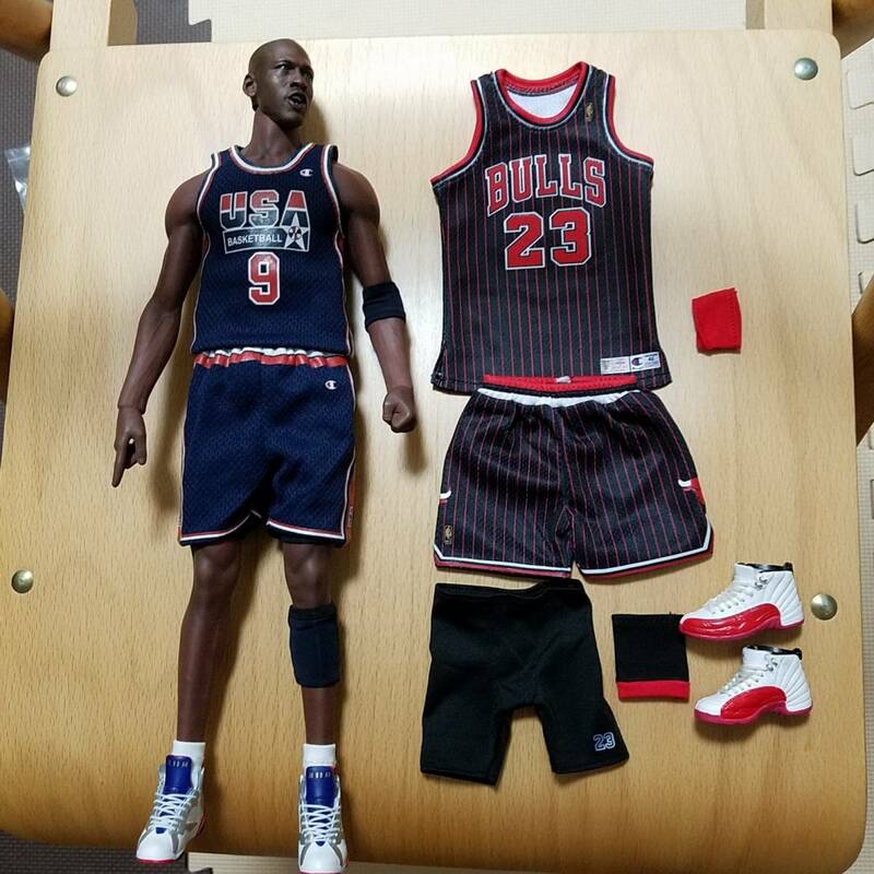 2種類　DIY 1/6 （約34ｃｍ）Michael Jordan マイケル ジョーダン フィギュア/1992ドリームチーム/1996 Black striped/エンターベイ 