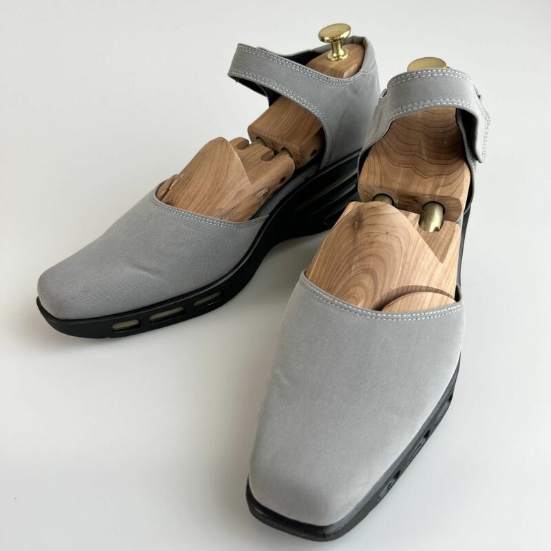 美品 ☆ Triple Air トリプルエア ウェッジソール パンプス サンダル 25.0cm 4E レディース グレー 日本製 シングルストラップ 靴