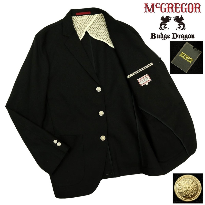 【S2787】【新品】【銀釦】McGREGOR Budye Dragon マックレガー バッジドラゴン テーラードジャケット ブレザー 銀ボタン サイズL