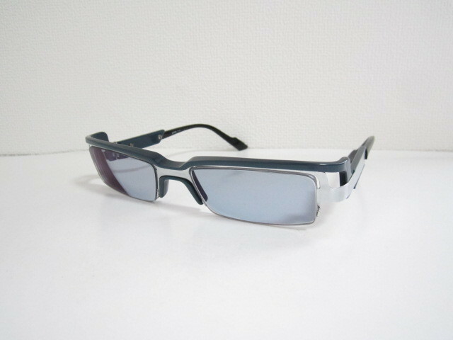 籠◆希少　ビンテージ　フランス製　Eye'DC　V550　216　アイディーシー　スクエア型　シルバーｘネイビー系　眼鏡　程度良品