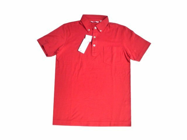 新品 UNIQLO ユニクロ ドライ シャツカラー ポロシャツ 赤 M メンズ 半袖 ボタンダウン デオドラント