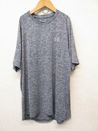 I3011：アンダーアーマーUNDER ARMOUR メンズ 半袖シャツ XL テックTee ヒートギア トレーニングウェア #1358553 紺灰