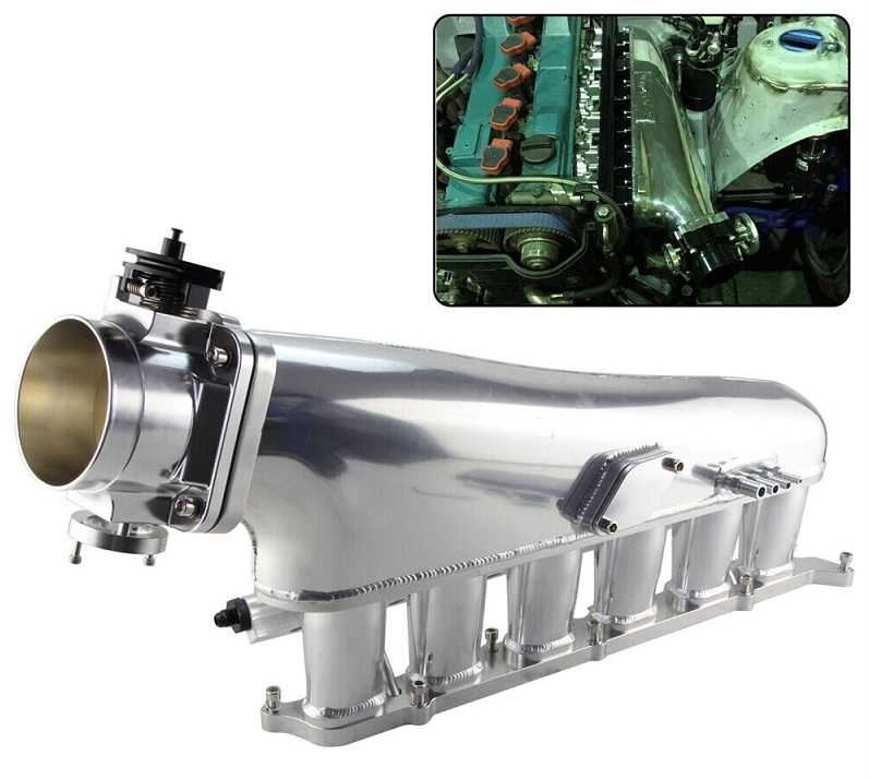 トヨタ JZA80 80スープラ 2JZ-GE 3.0L アルミサージタンク 90パイ スロットルボディ キット シルバー