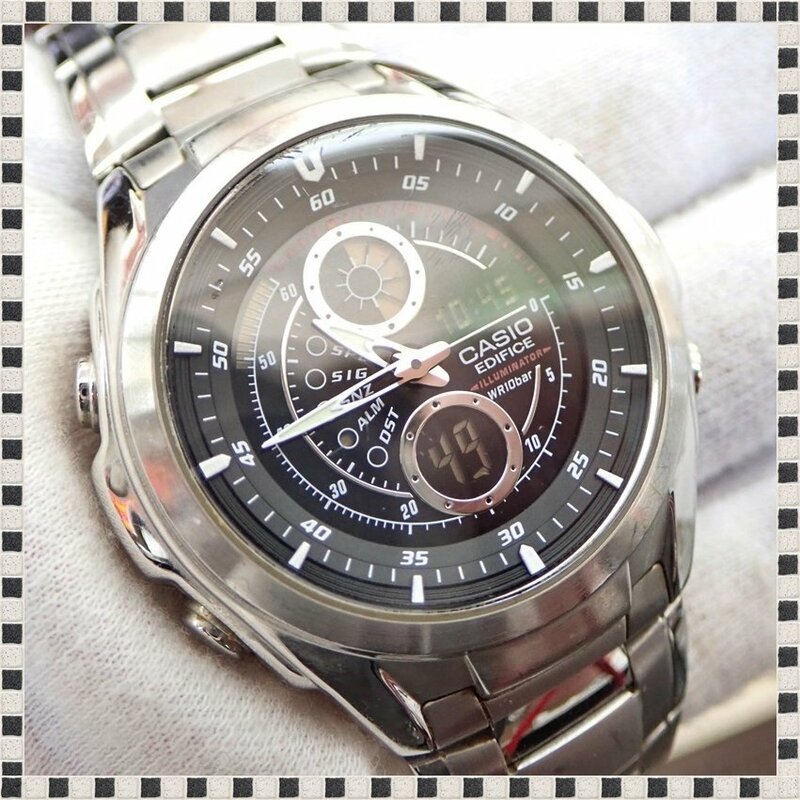 【 良品 】 カシオ エディフィス EFA-116 ワールドタイム デジアナ クォーツ 42mm メンズ 腕時計 稼働品 CASIO EDIFICE