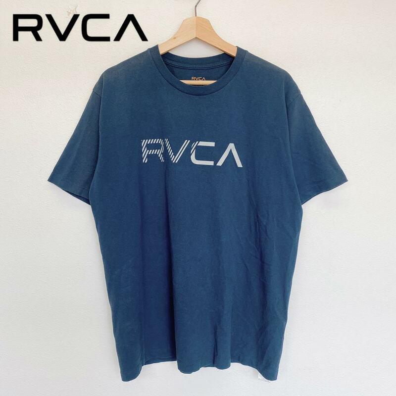 2221 RVCA 定6600円 ルーカ Tシャツ 厚手生地 ロゴ ブルー