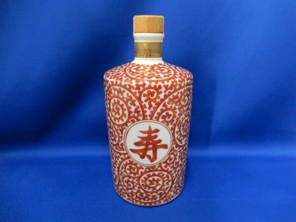 A02175★【未開栓】SUNTORY サントリー 白州12年 ピュアモルト 有田焼 赤絵蛸唐草「寿」文筒形瓶 ウイスキー / 600ml 43％ 保管品 酒類