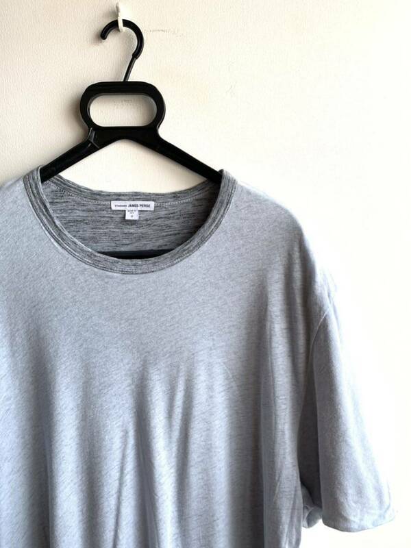 【美品】JAMES PERSE カットソー 半袖 Tシャツ メンズ サイズ2 グレー USA製 リネン55% コットン45% ジェームス パース