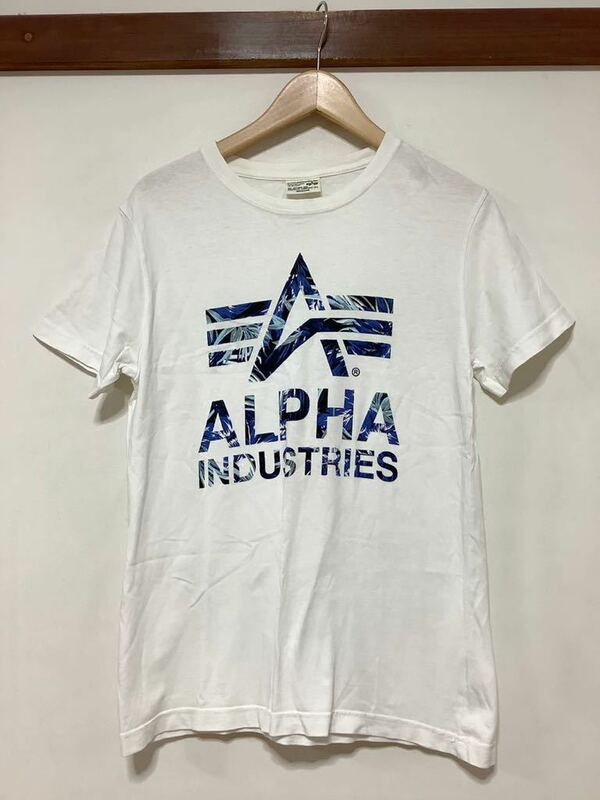 ほ1192 ALPHA アルファ ロゴTシャツ 半袖Tシャツ M ホワイト