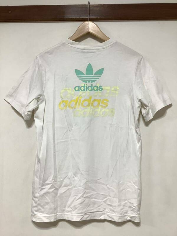 め1189 adidas originals アディダスオリジナルス ロゴ刺繍 半袖Tシャツ M ホワイト トレフォイル