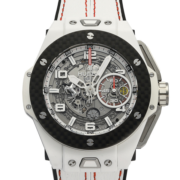 ウブロ HUBLOT ビッグバン フェラーリ カーボン ホワイトセラミック 世界500本限定 401.HQ.0121.VR グレー文字盤 中古 腕時計 メンズ