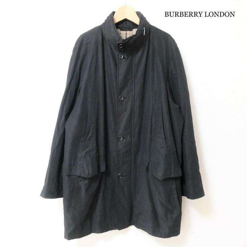 良品 BURBERRY LONDON バーバリーロンドン サイズM 2WAY フード スタンドカラー ラグランスリーブ ロングコート ジャケット 黒 ブラック