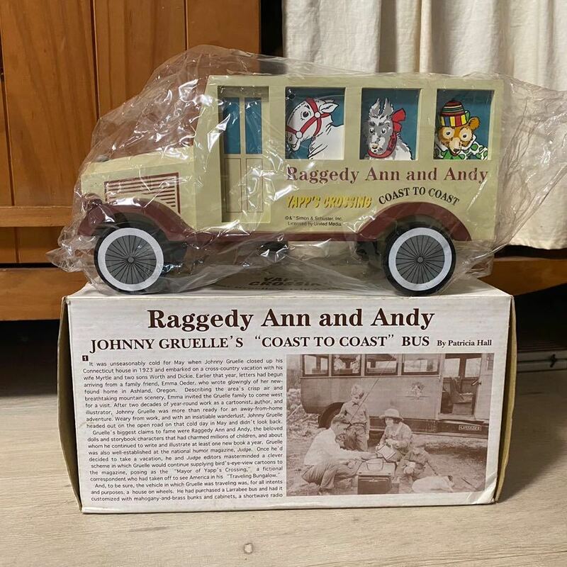2003 Raggedy Ann and Andy Yapp's Crossing Bus Johnny Gruelle's Trip Across America ラガディ アン&アンディ バス 木製