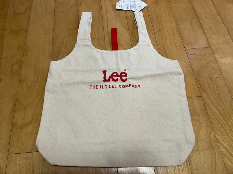 新品未使用●Ｌｅｅ　リー　厚手コットンキャンバスバッグ　赤　コットン●折り畳み　マルシェバッグ トートバッグ エコバッグユニセックス