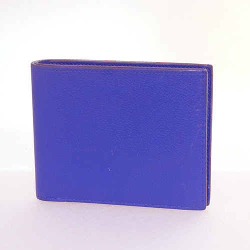 エルメス MC2 コペルニクス 二つ折り札入れ 財布 ブルー 小銭入れなし C刻印(13573)