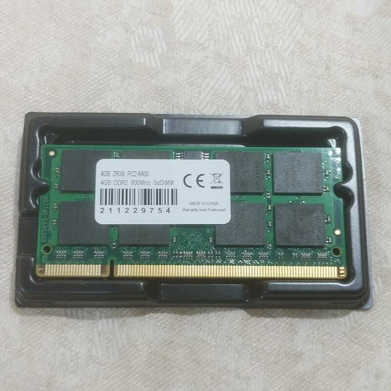 新品 ノートPC用メモリ ノーブランド品 PC2-6400S DDR2 800MHz 4GB×1枚 4GBメモリ 送料無料